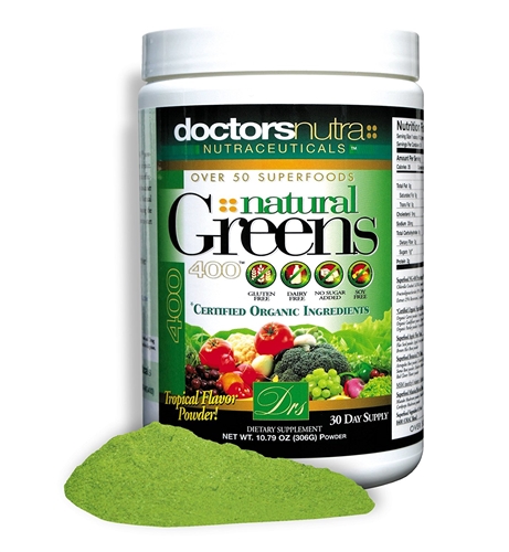 <strong>NEW Natural Greens 400 PLUS Superfood Tropical Flavor!</strong><br><i>Gluten Free Dairy Free with over 50 Superfoods!</i>
